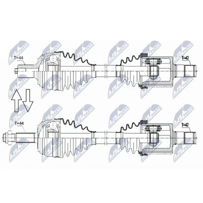 Abbildung von NTY NPW VW 178 Antriebswelle Vorderachse links 674 VOLKSWAGEN: Crafter Kastenwagen, Pritsche/Fahrgestell