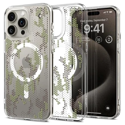 Abbildung von Spigen für iPhone 15 Pro Max Ultra Hybrid Hülle [Anti Yellowing] Case Handyhülle Schutzhülle Cover Transparent Durchsichtig Dünn Slim Digital Camo
