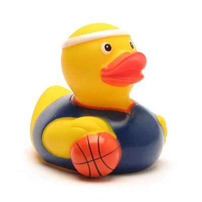 Abbildung von Duckshop I Badeente Basketball Quietscheentchen Quietscheente L: 8 cm inkl. Badeenten Schlüsselanhänger im Set