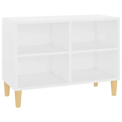 Abbildung von vidaXL TV Schrank mit Massivholz Beinen Lowboard Fernsehschrank Fernsehtisch Sideboard HiFi Möbel Tisch Board Weiß 69,5x30x50cm