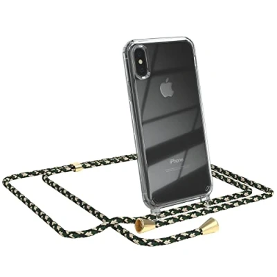 Abbildung von EAZY CASE Handykette kompatibel mit iPhone X/XS Handyhülle Umhängeband, Handykordel Schutzhülle, Silikonhülle, Hülle Band, Stylische Kette für Smartphone, Grün Camouflage