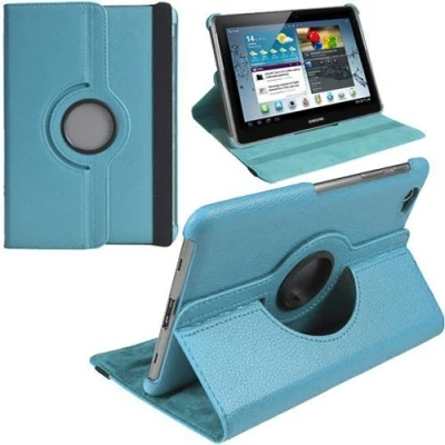 Abbildung von TechDealsUK 360 drehbar PU Leder Schutzhülle mit Ständer für Samsung Galaxy Tab 2 10.1 P5110 P5100 P5113 Hellblau