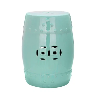 Abbildung von SAFAVIEH Modern Ceramic Garden Stool, in Robins Egg Blue, 35 X 45