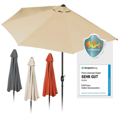 Abbildung von EASYmaxx Sonnenschirm Balkon/Terasse halbrund inkl. Handkurbel UV Schutz 40+, 270x140 cm in beige