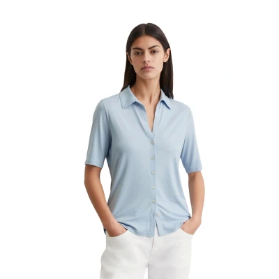 Abbildung von Marc O&#039;Polo Blouse Short Sleeve Classic FIT Hemdbluse, Damen, Größe: Medium, Smooth sky