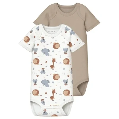 Abbildung von Name it Nbnbody Animal Unisex 2 PACK Body für Kinder, Größe: 74, Bright white