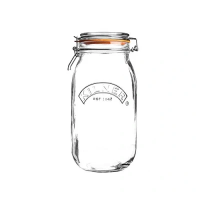 Abbildung von Kilner Bügelverschluss Glas 3 L Rund Vorratsgläser mit Deckel luftdicht Gummidichtung für Gewürze oder Gemüse Spülmaschinengeeignet