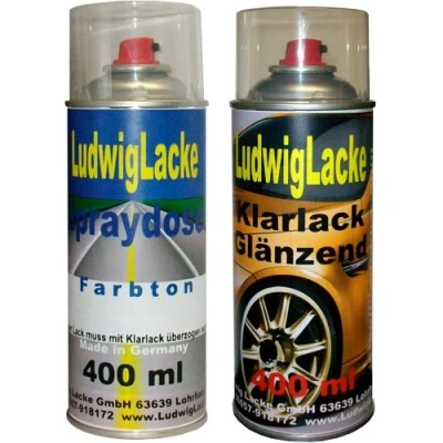Abbildung von Ludwiglacke Summerblue LA5F E1 E1E1 für VW Spraydosen Set Autolack &amp; Klarlack je 400ml