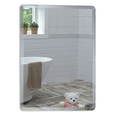 Abbildung von Schöner achteckiger Badezimmerspiegel, modern und stylish, mit abgerundeten Kanten, Wandbefestigung, Badspiegel, Wandspiegel (50cm x 40cm)