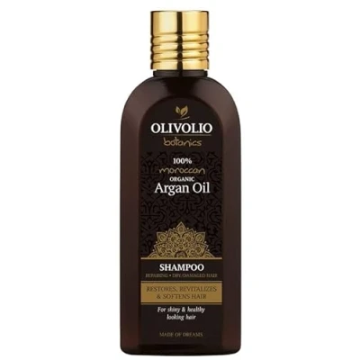 Abbildung von Olivolio Repair Shampoo mit 85% natürlichen Inhaltsstoffen &amp; 100% Bio Arganöl ohne Mineralöl und Parabene für trockenes geschädigtes Haar 200 ml