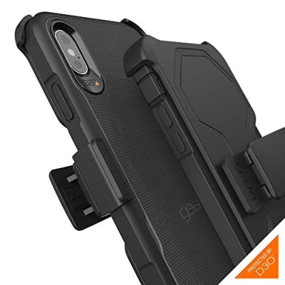 Abbildung von Gear4 Platoon Schutzhülle mit Hightech Aufprallschutz und Holster [D3O geschützt], extrem robust schützend, für iPhone XS Max Schwarz