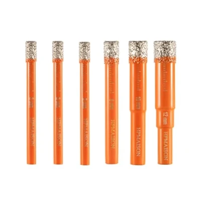 Abbildung von HPMAISON Diamantbohrer Fliesenbohrer Glasbohrer Set, Runder Schaft Trockenbohrer 6tlg. (6 6 8 10 12mm) für Keramik, Granit, Glas, Porzellan, Fliesen, Harte Feinsteinzeug