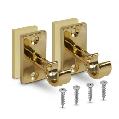Abbildung von Bestlivings 2er Pack Ersatzträger für Gardinenstangen bis Ø 12 mm in Gold (L 3,5 cm), Träger Cafehausstangen, Scheibenstangen