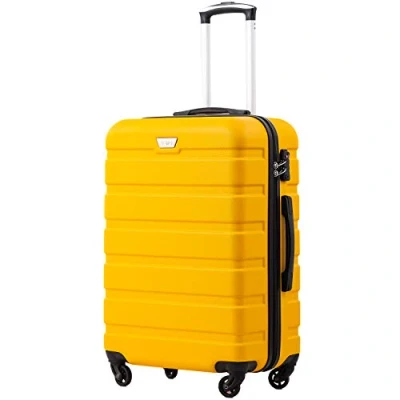 Abbildung von COOLIFE Hartschalen Koffer Trolley Rollkoffer Reisekoffer ardschale Boardcase Handgepäck mit TSA Schloss und 4 Rollen (Zitronengelb, Großer Koffer)