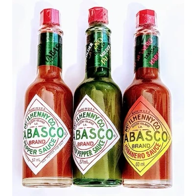 Abbildung von Tabasco grün, rot, Habanero Pfeffersauce: ca. 2500, 5000, 7000 SHU, 3 x 57 ml