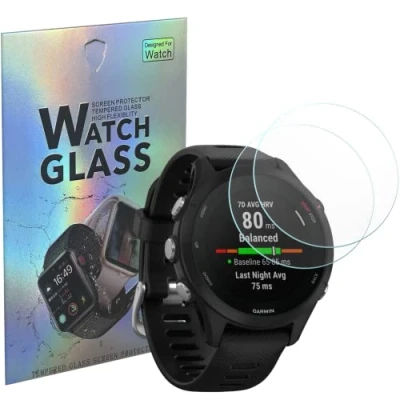 Abbildung von Schutzfolie kompatibel met Garmin Forerunner 255s / Music [2 Stück] [Durchmesser 34mm] Schutzglas Hartglas Panzerglas Displayschutzfolie Panzerglasfolie PHONILLICO