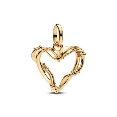 Abbildung von PANDORA ME Stacheldraht Herz Charm Anhänger aus Sterling Silber mit vergoldeter Metalllegierung, Kompatibel Moments und Armbänder, 762526C00