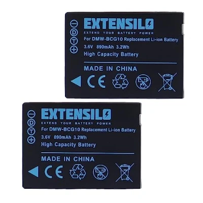 Abbildung von EXTENSILO 2X Akku kompatibel mit Panasonic Lumix DMC TZ22, TZ25, TZ30 Kamera (890mAh, 3,6V, Li Ion)