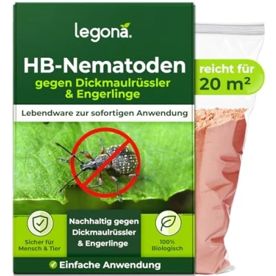 Abbildung von Legona HB Nematoden gegen Dickmaulrüssler 20m² / 10 Mio hochwirksam &amp; biologisch Käfer und Engerlinge des Junikäfer Gartenlaubkäfer bekämpfen