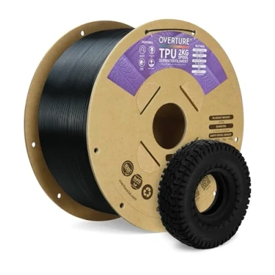 Abbildung von OVERTURE TPU Filament 1.75 mm, Flexible Rolle Weiches 3D Drucker Filament, 95A 2kg Spule (4.4 lbs), Maßgenauigkeit +/ 0,02 mm ((Schwarz 2kg*1)