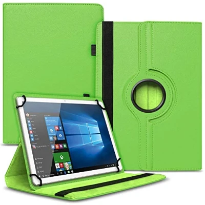 Abbildung von UC Express Tablet Tasche kompatibel für Wortmann Terra PAD 1004 Universal Schutzhülle aus Kunstleder Hülle Standfunktion 360 Drehbar Cover Case, Farbe:Grün