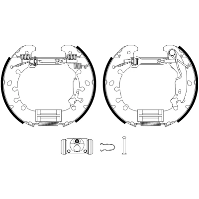 Abbildung von TEXTAR Shoe Kit Pro 84065301 Bremsensatz, Trommelbremse mit Radbremszylinder, Stellelement FIAT: Grande Punto Schrägheck