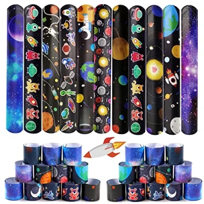Abbildung von Acuiwer Schnapparmband 30 Stück Weltraum Slap Armbänder Kindergeburtstag Gastgeschenke Party Bracelet für Kinder Mädchen Jungen