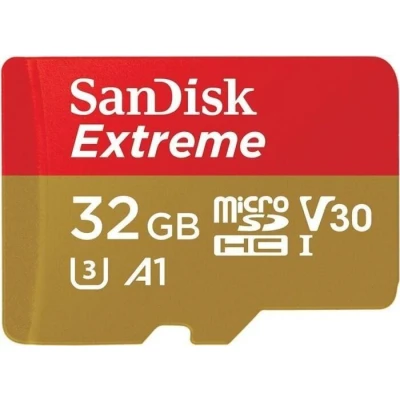 Abbildung von SanDisk Extreme 32 GB microSDhC Memory Card for Action Cameras and Drones with A1 App Performance up to 100 MB/s, Class 10, U3, V30