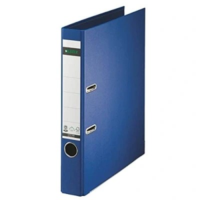 Abbildung von Leitz Qualitäts Ordner 180, A4, schmal, 5,2 cm Rückenbreite, Spezialpapierkaschierung in Leinenprägung, Blauer Engel, Blau, 10080068