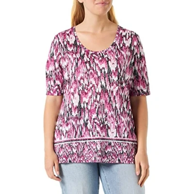 Abbildung von Gerry Weber Damen Gemustertes Halbarmshirt halber Arm Gemustert Lila/Pink/Schwarz Druck 34