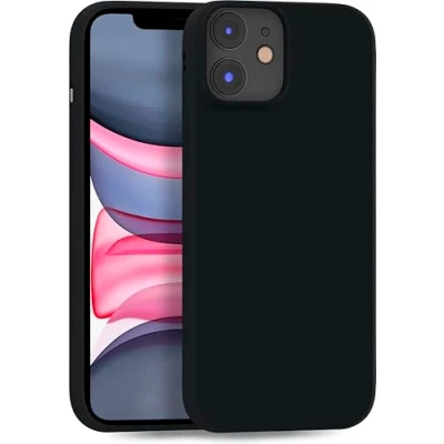 Abbildung von MyGadget Hülle kompatibel mit iPhone 11 robuste Handyhülle TPU Case Slim Silikonhülle Back Cover Kratzfest Schutzhülle matt Schwarz