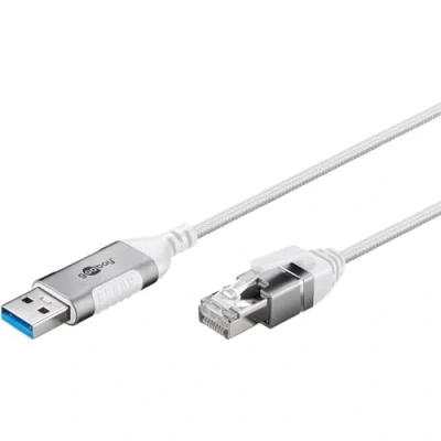Abbildung von goobay USB A 3.0 auf RJ45 Ethernet CAT 6 Kabel Slim/Adapterkabel/stabile kabelgebundene Internetverbindung mit Router/Netzwerk Switch/USB Adapter / 1 Gbit/s Meter/weiß 74377