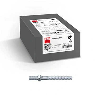 Abbildung von TOX Schraubanker Sumo Max 1 AG 6x35 mm, mit Anschlussgewinde M8, Stahl verzinkt, bauaufsichtlich zugelassen für die Mehrfachbefestigung von nichttragenden Bauteilen, 100 Stück, 041101801