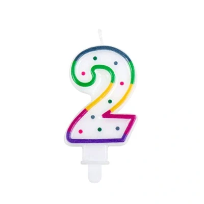 Abbildung von Kerze 2 Jahre Regenbogenpunkt 8cm