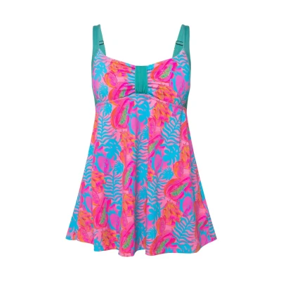 Abbildung von Ulla Popken LEAF Badeanzug, Damen, Größe: 50, Turquoise blue