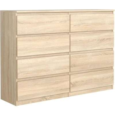 Abbildung von meble masztalerz Kommode Eiche Sonoma Matt mit 8 Schubladen 120 x 101,5 39 cm Sideboard Wohnzimmer, Schlafzimmer Schubladenschrank Komodenschrank