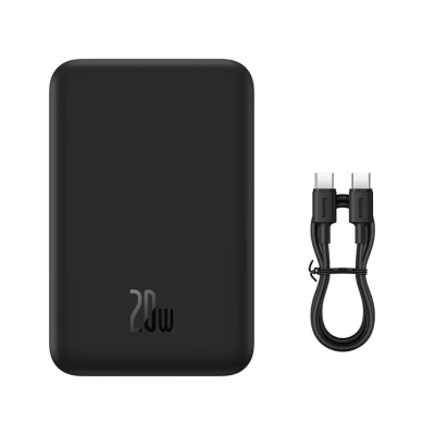 Abbildung von Powerbank Baseus Magnetic Mini 20000 mAh 20W schwarz + USB C / Kabel