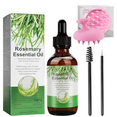 Abbildung von JCZQDRPC Rosmarinöl für Haare ud mit Massagekamm, 60 ml Haare, Haarwachstum &amp; Hautpflege, 100% Kürbiskernöl reines ätherisches Augenbrauen und Wimpern