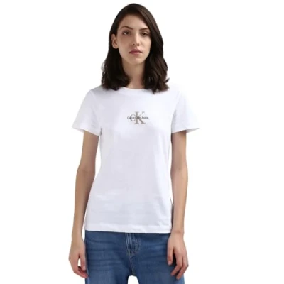 Abbildung von Calvin Klein Jeans Monogram Tshirt print, Damen, Größe: 4XL, Bright white