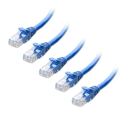 Abbildung von Cable Matters 5er Pack Snagless 10 Gigabit Cat 6 Lan Kabel kurz 1,5m (Cat Ethernet Kabel, Wlan Lankabel Cat6) in Blau Netzwerkkabel 1,5 Meter