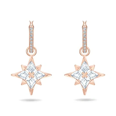 Abbildung von Swarovski Symbolic Drop Ohrhänger, Stern, Weiß, Roségold Legierungsschicht
