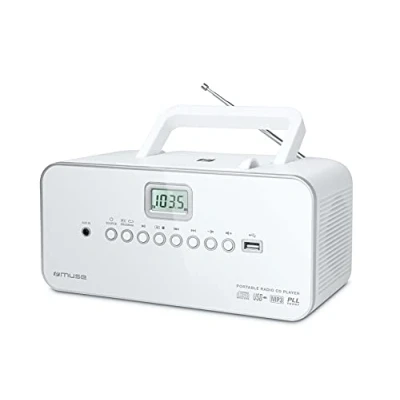 Abbildung von Muse M 28 RDW CD Radio tragbar, PLL UKW Radio, MW Tuner, Senderspeicher, USB, MP3 Wiedergabe, Netz oder Batteriebetrieb, weiß