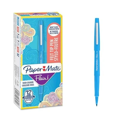Abbildung von PAPER MATE Flair Filzstifte mittlere Spitze 0,7 mm Himmelblau 12er Packung