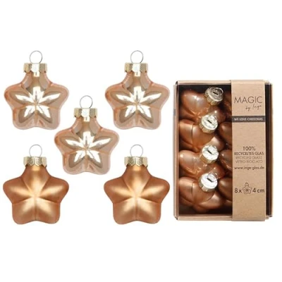 Abbildung von Christbaumschmuck Sterne 4cm Glas 8 Stück matt &amp; glänzend Kleine Christbaumkugeln für Weihnachtsbaum Weihnachtskugeln Weihnachtsbaumschmuck zu Weihnachten Beige Golden Sesame