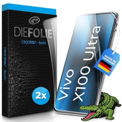 Abbildung von Crocfol DIEFOLIE für Vivo X100 Ultra [2 St.] Schutzfolie vom Testsieger selbstheilende Premium 5D Langzeit Panzerfolie