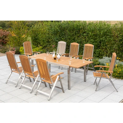Abbildung von MERXX Garten Essgruppe &quot;Keros&quot;, (9 tlg.), 8 Klappsessel mit ausziehbarem Tisch