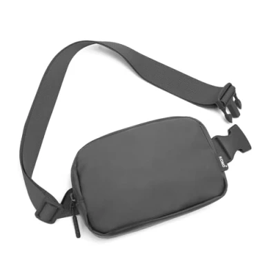 Abbildung von Kono Mode Bauchtasche Gürteltasche Umhängetasche Wasserabweisende Hüfttasche Leichtgewichtige kleine Reise Brusttasche mit verstellbarem, erweitertem Gurt (Grau)