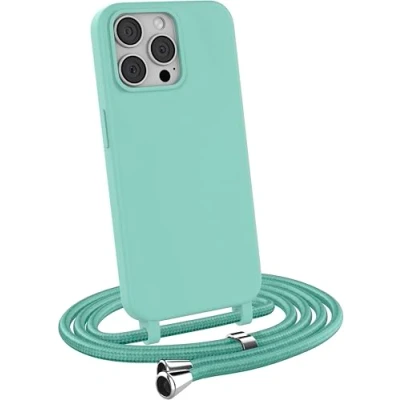 Abbildung von MyGadget Handykette für iPhone 13 Pro [ Hülle mit verstellbaren Band ] TPU Handyhülle Handyband zum Umhängen Kordel Schnur Case Schutzhülle Mint