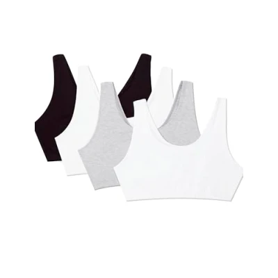Abbildung von Fruit of the Loom Damen Built Up Tank Style Bra Value Pack Sport BH, Undurchsichtige, Schwarz/Weiß/Weiß/Grau meliert, 75 (4er