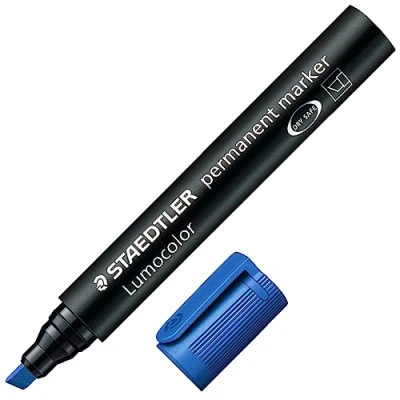 Abbildung von STAEDTLER 350 3 Lumocolor Marker permanent Keilspitze, 2 oder 5 mm, 10 Stück, blau